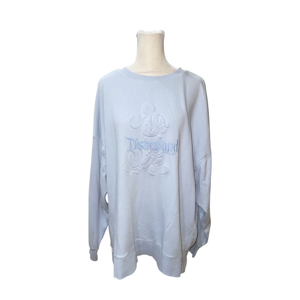 Disney Disneyland Resort Mickey Mouse Embossed Sweatshirt Light Blue Medium